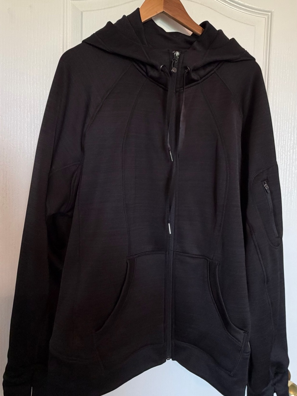 90 Degree By Reflex Black Full-Zip Hooded Athleisure Jacket